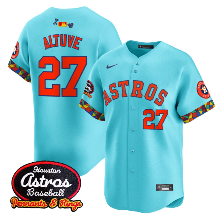 José Altuve Jersey #27 Houston Astros x El Tiempo Cantina Vapor Premier Limited Stitched Teal