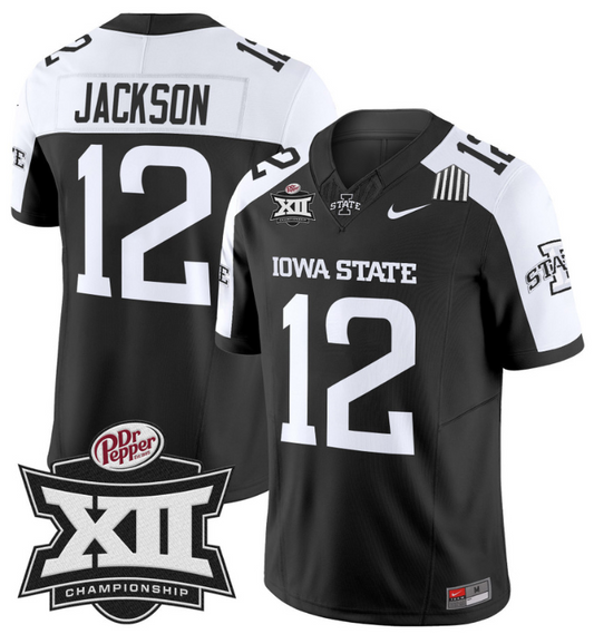 Jaylon Jackson Jersey #12 Iowa State 2024 Championship Patch Vapor Black Alternate