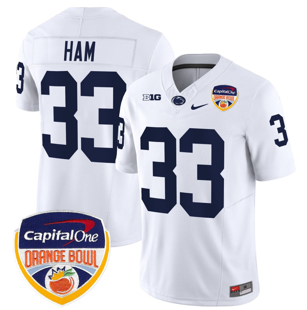 Jack Ham Jersey #33 Penn State Orange Bowl Patch Stitched White