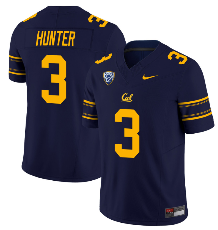 Jeremiah Hunter Jersey #3 California Golden Bears Limited Stitched Navy