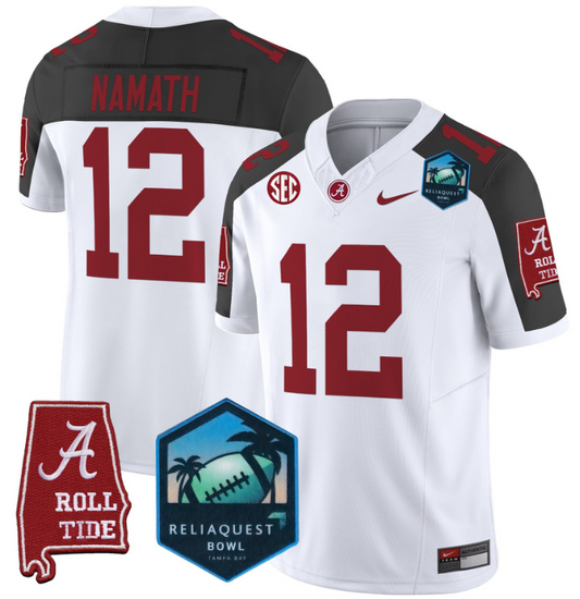 Joe Namath Jersey #12 Alabama Crimson Tide 2025 ReliaQuest Bowl Inverted