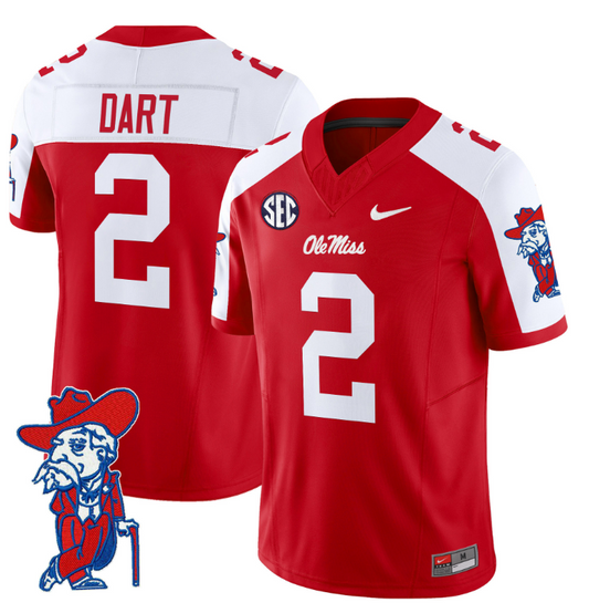 Jaxson Dart Jersey #2 Ole Miss Rebels Vapor Limited College Football Stitched Red Alternate