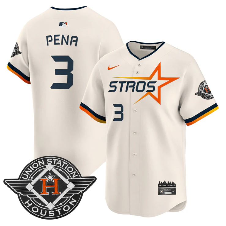 Jeremy Pena Jersey #3 Houston Astros 2025 City Connect Vapor Premier Limited Stitched Cream