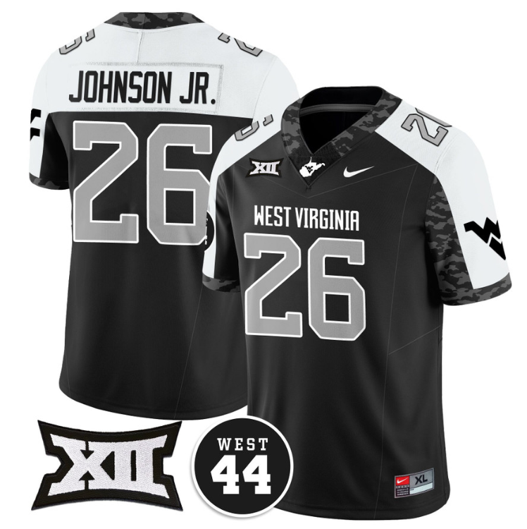 Justin Johnson Jr Jersey #26 West Virginia Mountaineers 2024 Vapor Limited Football Honor Jerry West Stitched Alternate