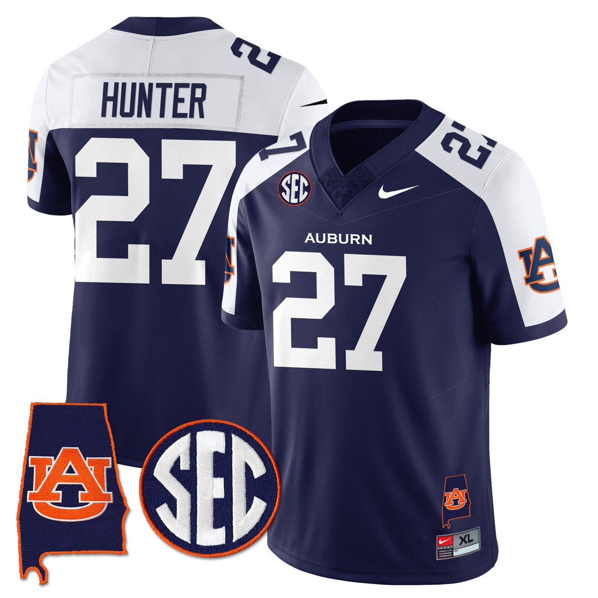 Jarquez Hunter Jersey #27 Auburn Tigers Alabama Patch Vapor Stitched Navy Alter