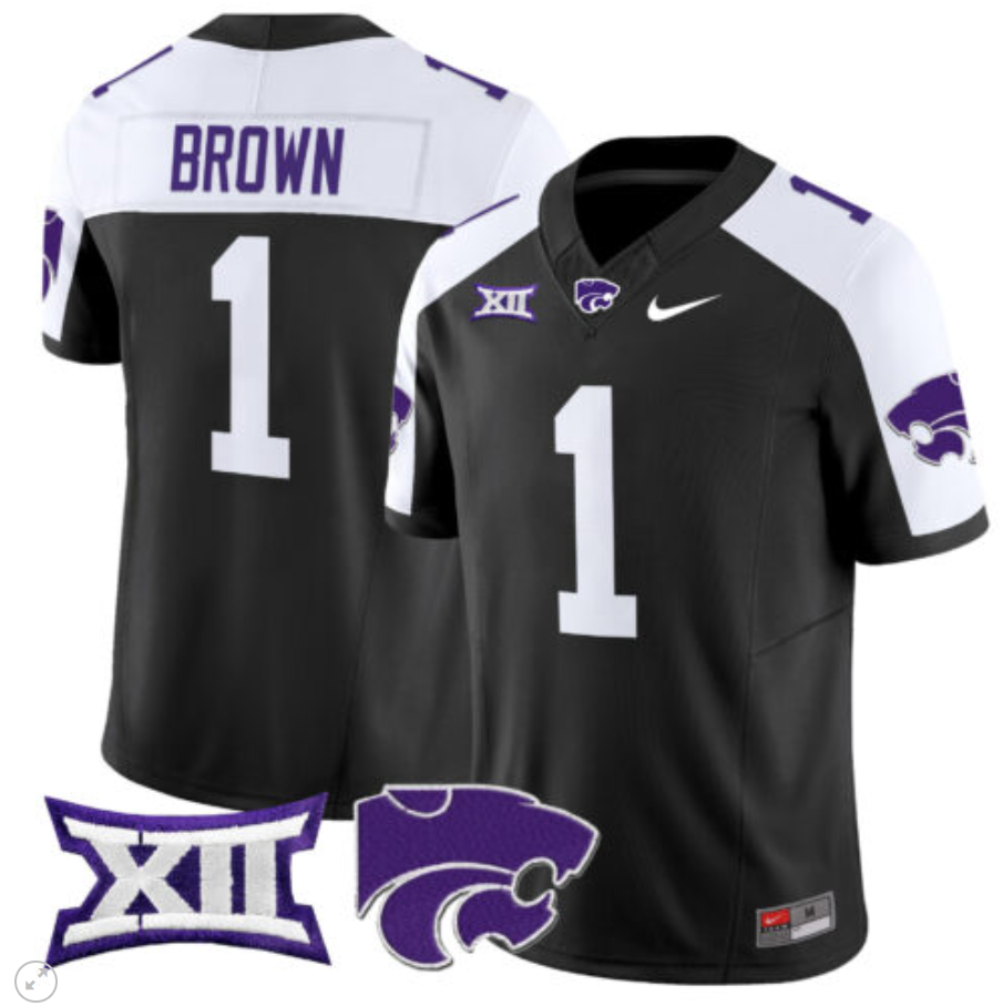 Jayce Brown Jersey #1 Kansas State Wildcats Vapor Limited Football Black Alternate