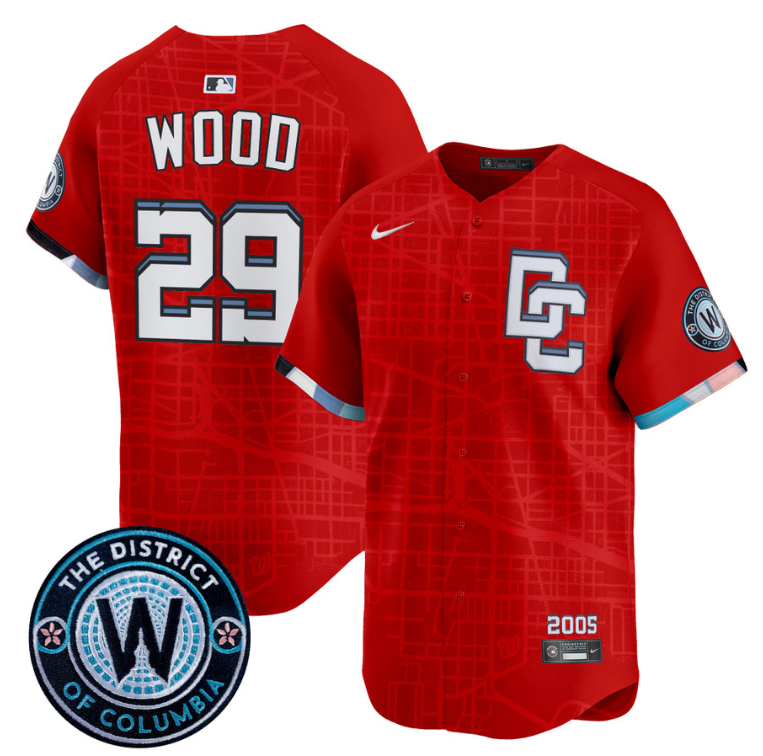 James Wood Jersey #29 Washington Nationals 2025 City Connect Premier Limited Stitched Red