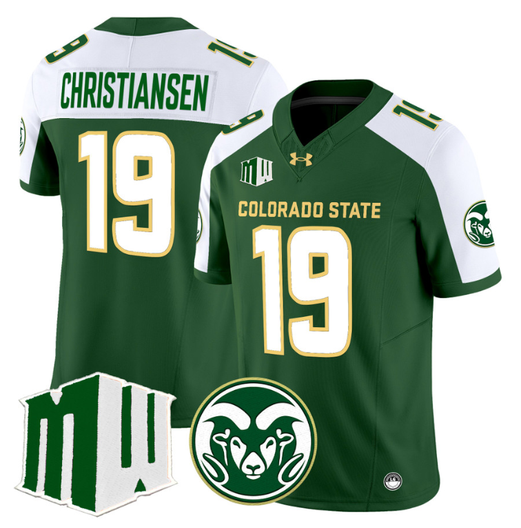 Jack Christiansen Jersey #19 Colorado State Rams 2024 Stitched Green Alternate