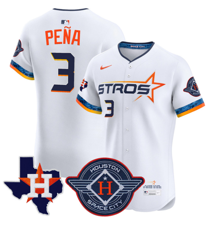 Jeremy Pena Jersey #3 Houston Astros 2025 City Connect Texas Patch Premier Elite Stitched White
