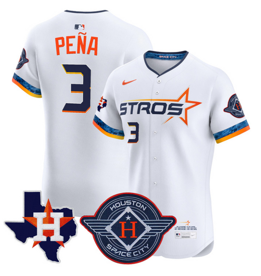 Jeremy Pena Jersey #3 Houston Astros 2025 City Connect Texas Patch Premier Elite Stitched White