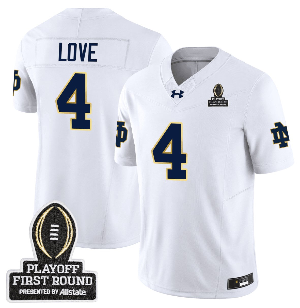 Riley Leonard Jersey #13 Notre Dame Fighting Irish CFP First Round Patch White
