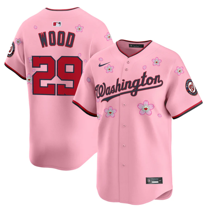 James Wood Jersey #29 Washington Nationals Cherry Blossom Vapor Premier Limited Stitched