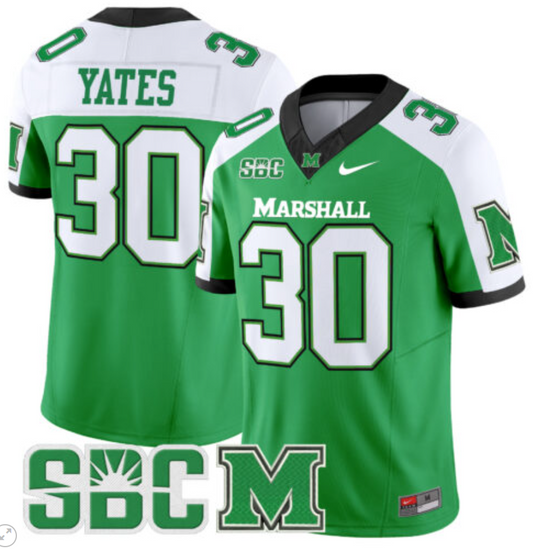 Jaden Yates Jersey #30 Marshall Thundering Herd Vapor Limited Football Green Alternate