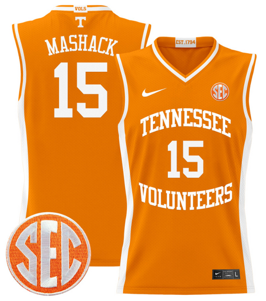 Jahmai Mashack Jersey #15 Tennessee Vols 2024 Lightweight Basketball Orange