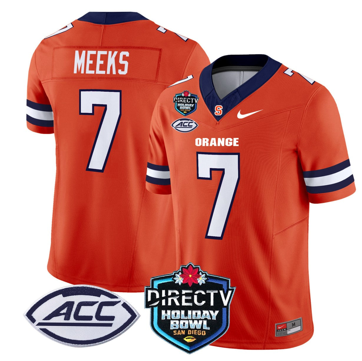 Jackson Meeks Jersey #7 Syracuse Orange 2025 Holiday Bowl Patch Orange