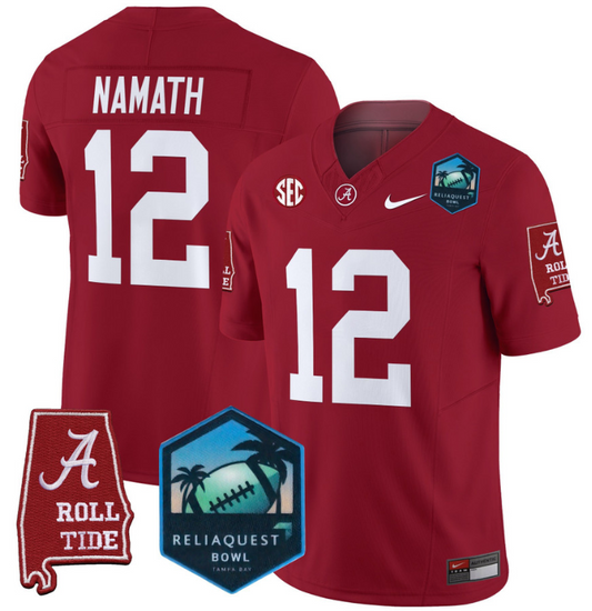 Joe Namath Jersey #12 Alabama Crimson Tide 2025 ReliaQuest Bowl Crimson