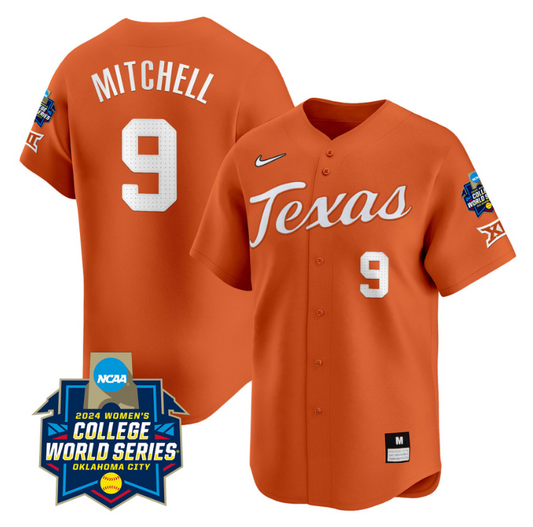 Joley Mitchell Jersey #9 Texas AM Aggies 2024 College World Series Patch Vapor Premier Limited NCAA Baseball Stitched Orange
