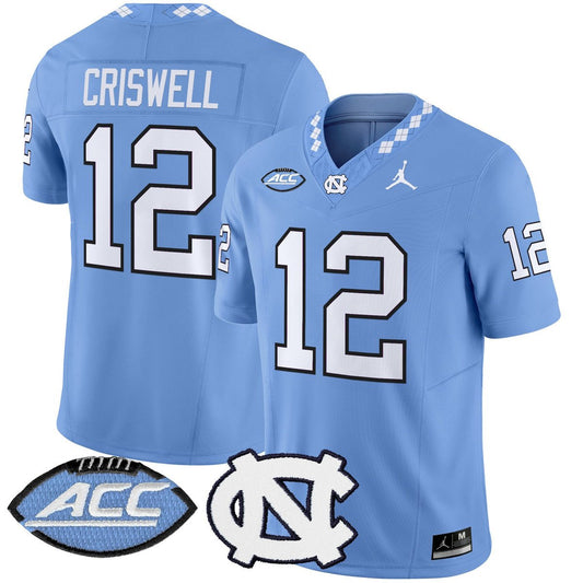 Jacolby Criswell Jersey #12 North Carolina Tar Heels 2025 Stitched Blue