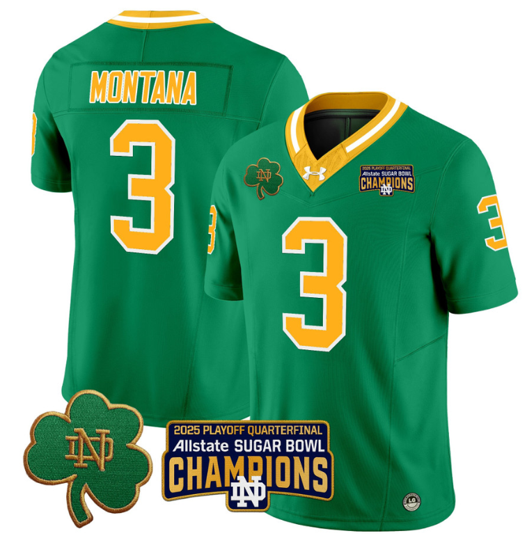 Joe Montana Jersey #3 Notre Dame 2025 Sugar Bowl Champions Throwback