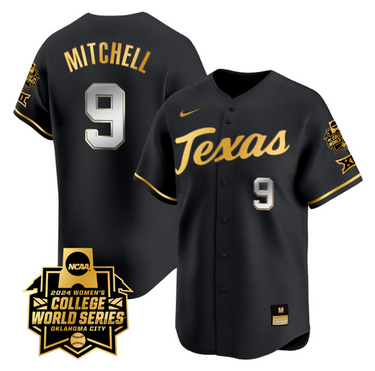 Joley Mitchell Jersey #9 Texas AM Aggies 2024 College World Series Patch Vapor Premier Limited NCAA Baseball Stitched Black Gold