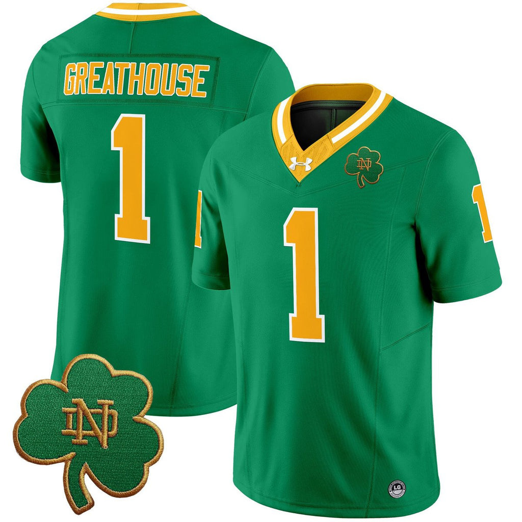 Jaden Greathouse Jersey #1 Notre Dame 2025 Vapor Limited V3 Stitched White