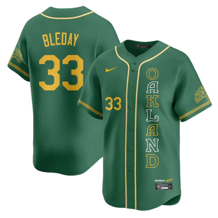 JJ Bleday Jersey #33 Oakland Athletics City Connect Concept Stitched White Gold