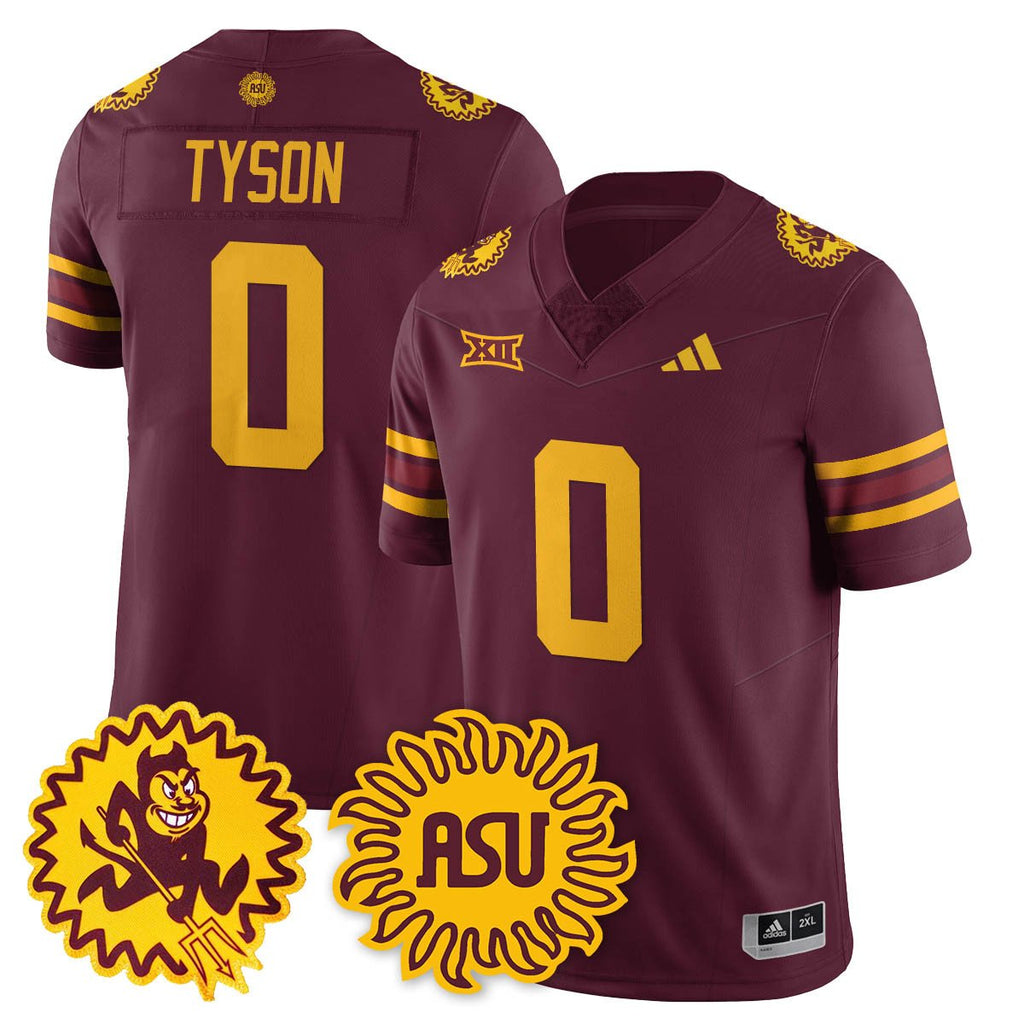 Jordyn Tyson Jersey #0 Arizona State Sun Devils 1975 Throwback Stitched Maroon