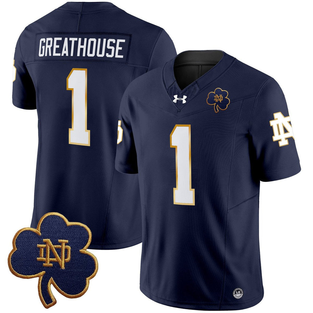 Jaden Greathouse Jersey #1 Notre Dame 2025 Vapor Limited V3 Stitched Navy