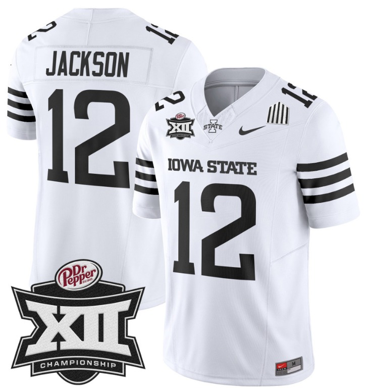 Jaylon Jackson Jersey #12 Iowa State 2024 Championship Patch Vapor White Limited
