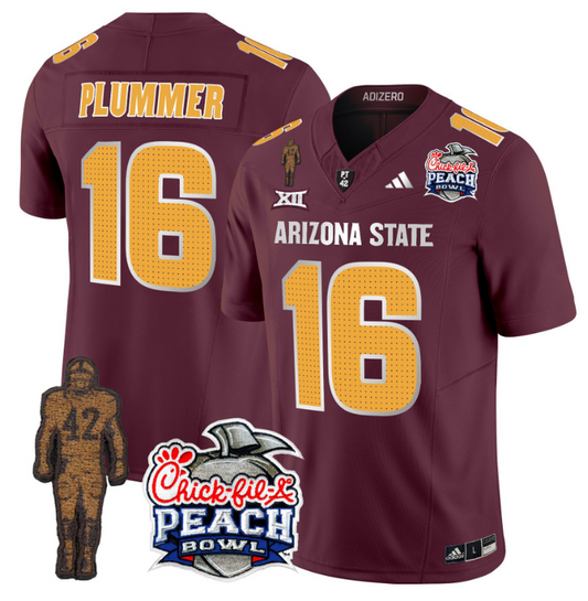 Jake Plummer Jersey #16 Arizona State Peach Bowl Patch Football V2 Maroon