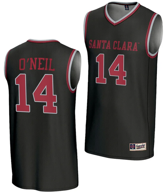 Johnny O'Neil Jersey #14 Santa Clara Broncos Basketball NIL Lightweight Black