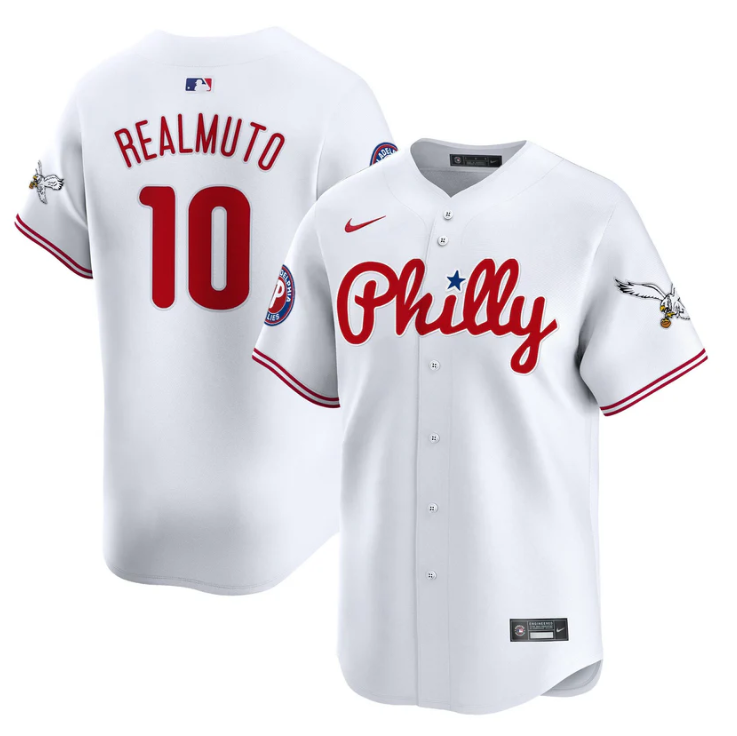 J.T.Realmuto Jersey #10 Phillies and Eagles Vapor Premier Limited Stitched White