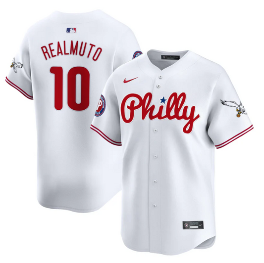 J.T.Realmuto Jersey #10 Phillies and Eagles Vapor Premier Limited Stitched White