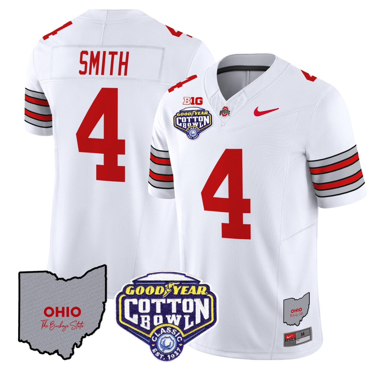Jeremiah Smith Jersey #4 Ohio State Buckeyes Cotton Bowl Patch Stitched White