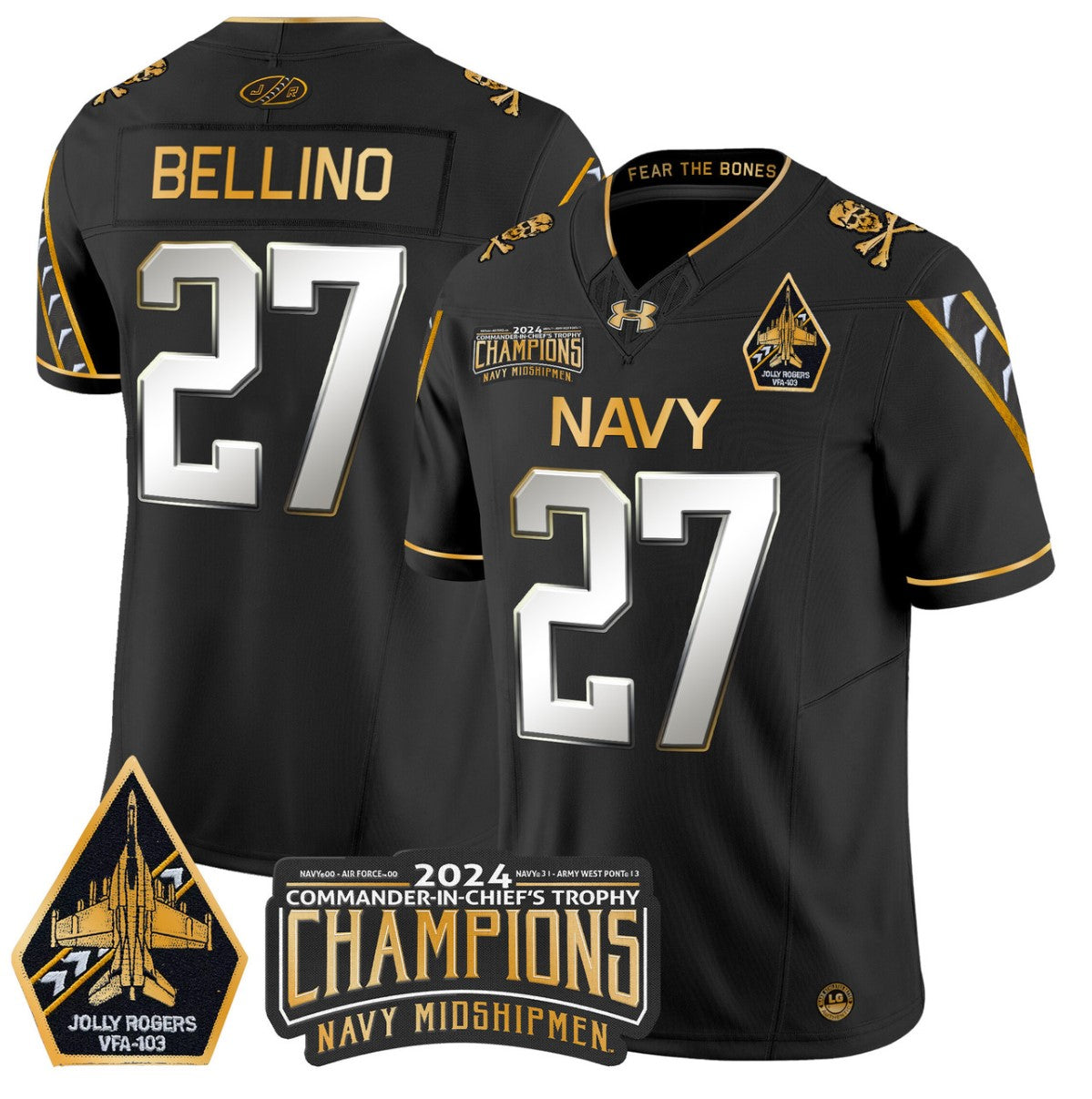 Joe Bellino Jersey #27 Navy Midshipmen Commander-in-chief's Trophy Black Limited