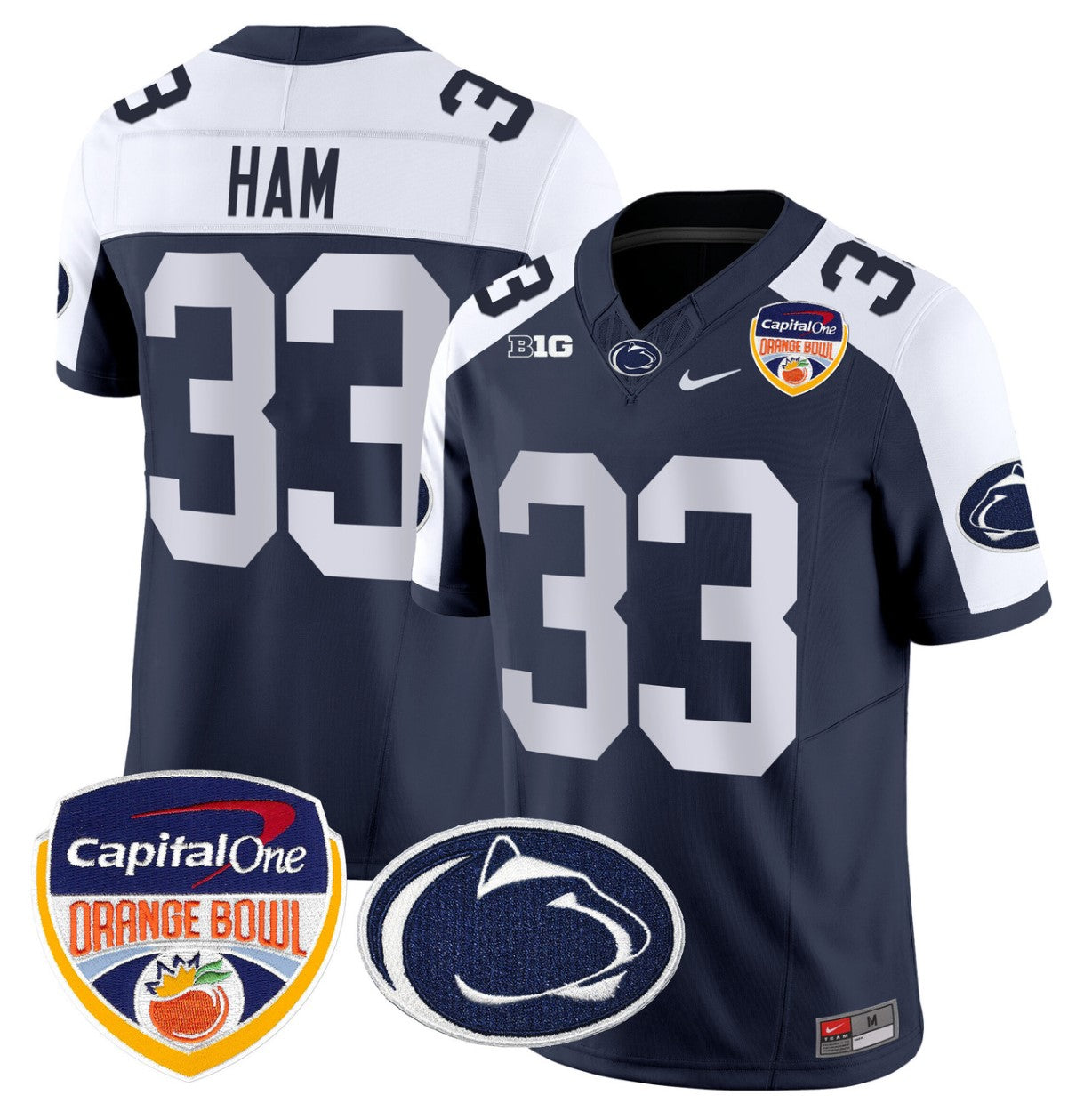 Jack Ham Jersey #33 Penn State Orange Bowl Patch Stitched Navy Alternate