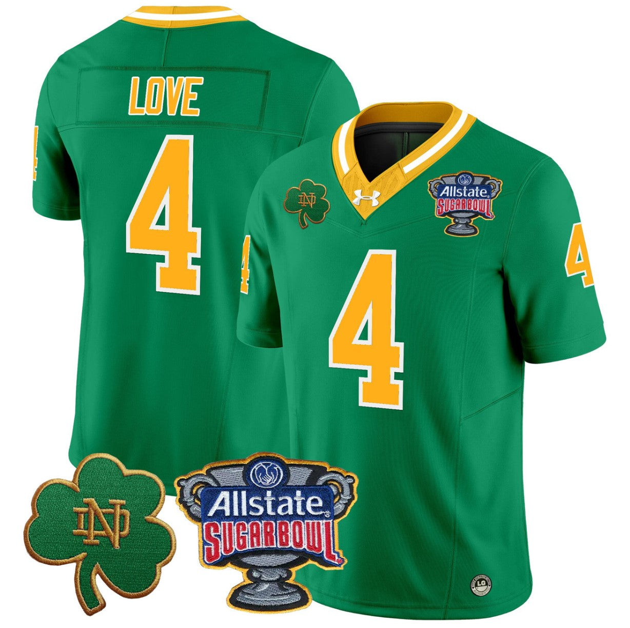 Jeremiyah Love Jersey #4 Notre Dame 2024 Sugar Bowl Patch V2 Throwback