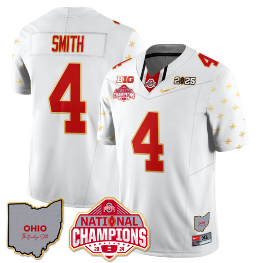Jeremiah Smith Jersey #4 Ohio State National Champions 2025 Patch White Limited