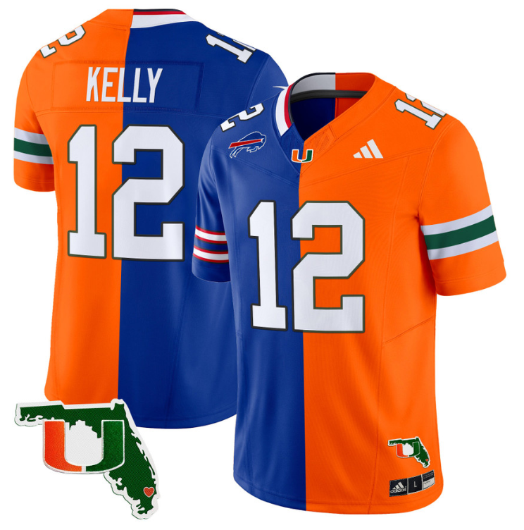 Jim Kelly Jersey #12 Miami Hurricanes Split Vapor Limited Football Stitched