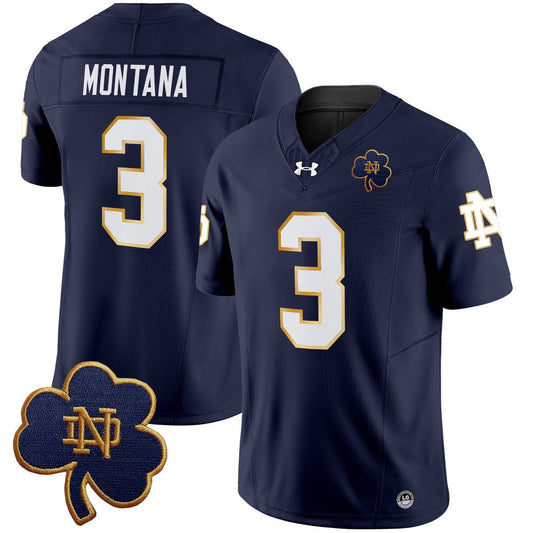 Joe Montana Jersey #3 Notre Dame 2025 Vapor Limited V3 Stitched Navy