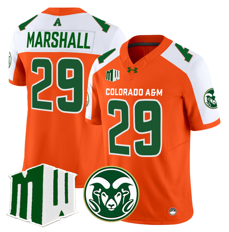 Justin Marshall Jersey #29 Colorado State Rams 2024 Stitched Orange Alternate