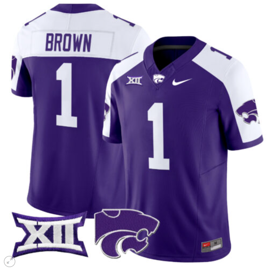 Jayce Brown Jersey #1 Kansas State Wildcats Vapor Limited Football Purple Alternate