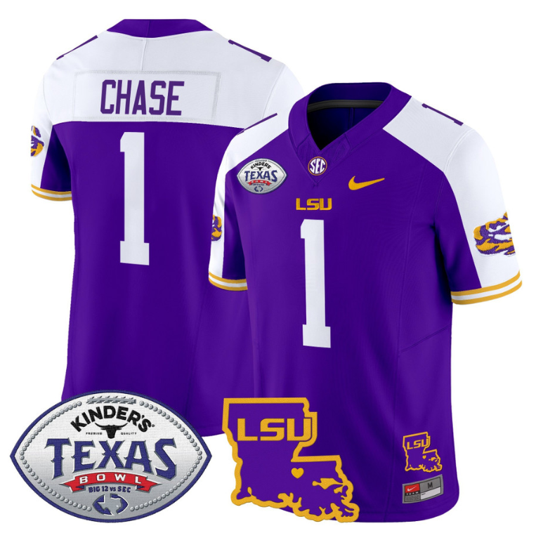 Ja'Marr Chase Jersey #1 LSU Tigers 2024 Texas Bowl Football Purple Alternate