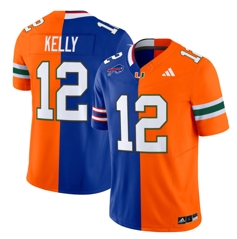 Jim Kelly Jersey #12 Miami Hurricanes Split Vapor Limited V2 Football Stitched