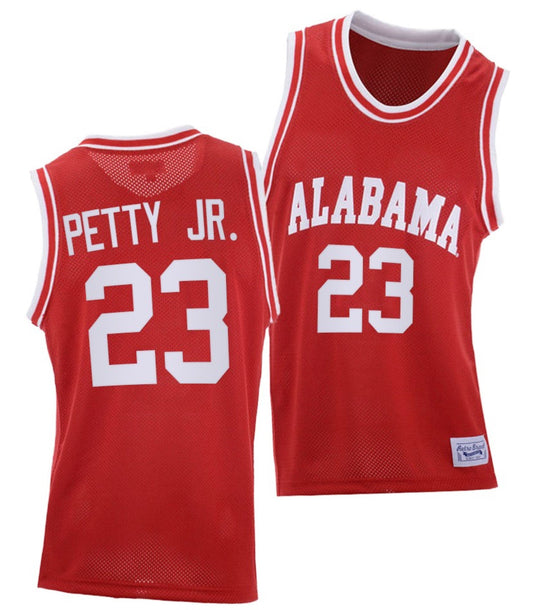 John Petty Jr Jersey Alabama Crimson Tide College Basketball Red Throwback #23