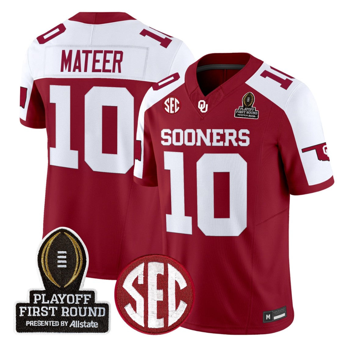 John Mateer Jersey #10 Oklahoma Sooners 2025 Playoff First Round Stitched
