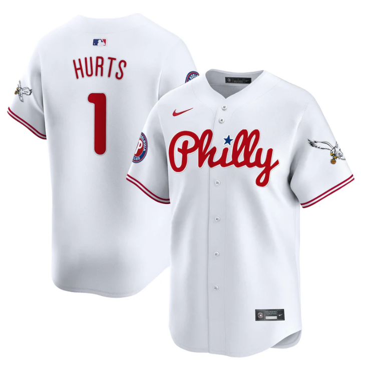 Jalen Hurts Jersey #1 Phillies and Eagles Vapor Premier Limited Stitched White