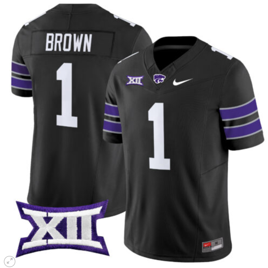 Jayce Brown Jersey #1 Kansas State Wildcats Vapor Limited Football Black