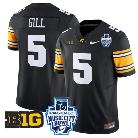 Jay Higgins Jersey #34 Iowa Hawkeyes 2024 Music City Bowl Patch Gold