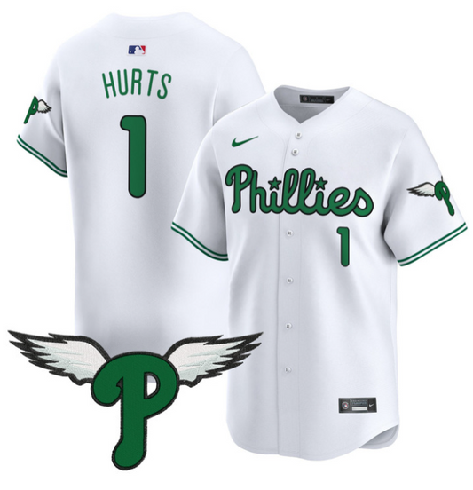 Jalen Hurts Jersey #1 Philadelphia Phillies 2025 Vapor Premier Limited Stitched White